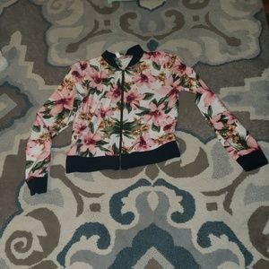 EUC Hibiscus Floral Bomber